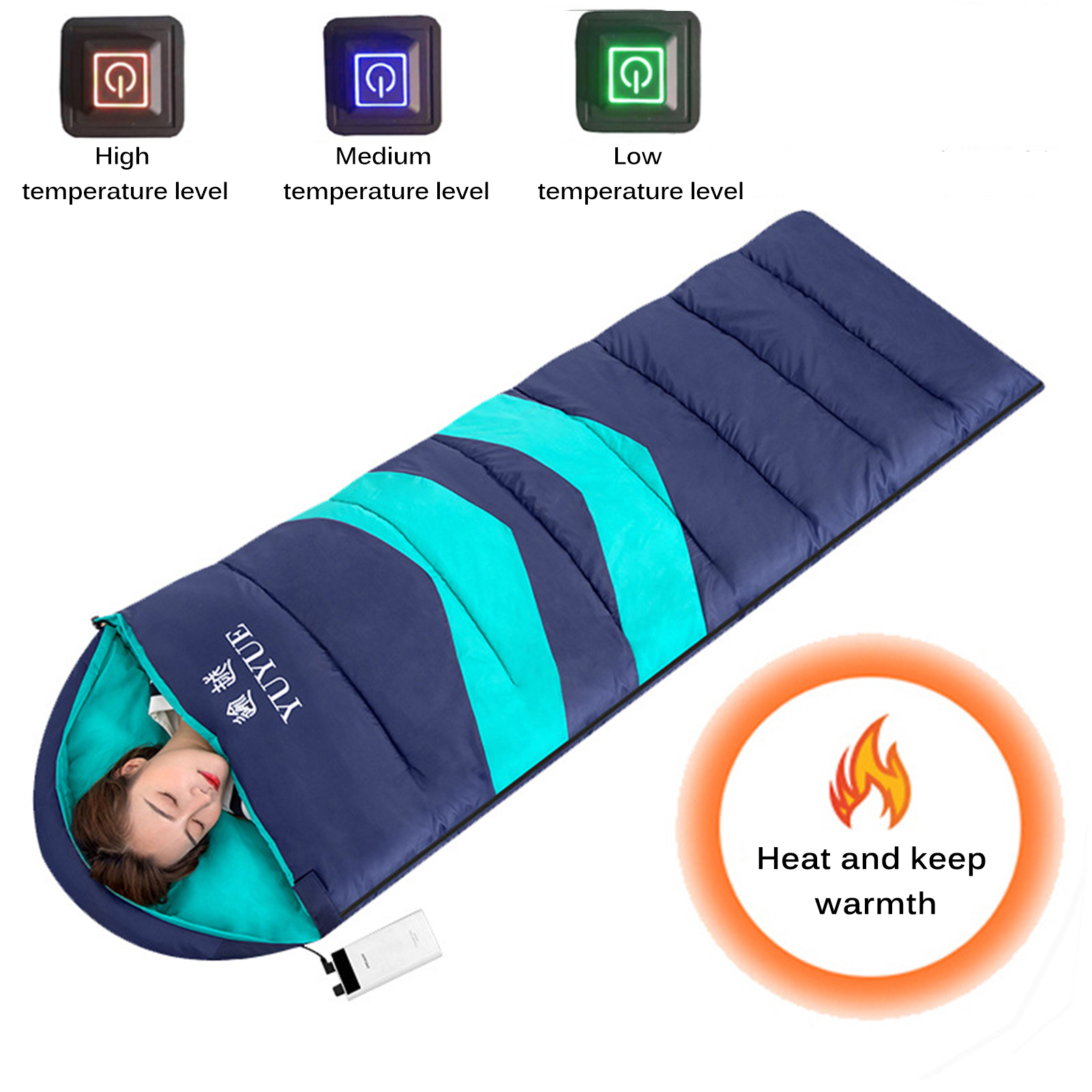 USB 캠핑용 초경량 방수 온열 침낭, 겨울, 따뜻한 봉투, 배낭, 야외, 하이킹, 여행용
